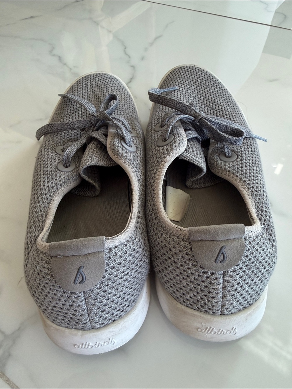 allbirds Men's Gray Knit Lace-Up Tree Skipper Sneakers with White Soles - Picture 3 of 4